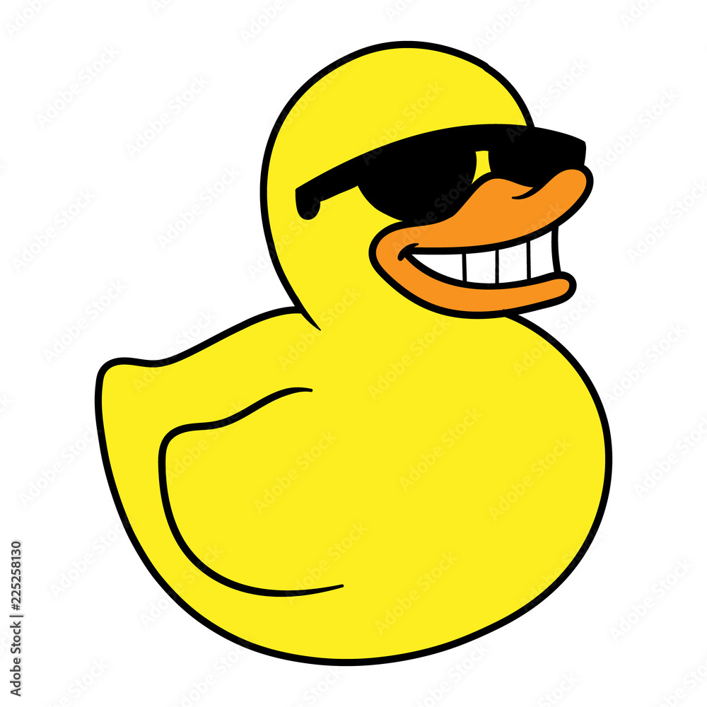 Cartoon Cool Rubber Duck Stock Vector | Adobe Stock
