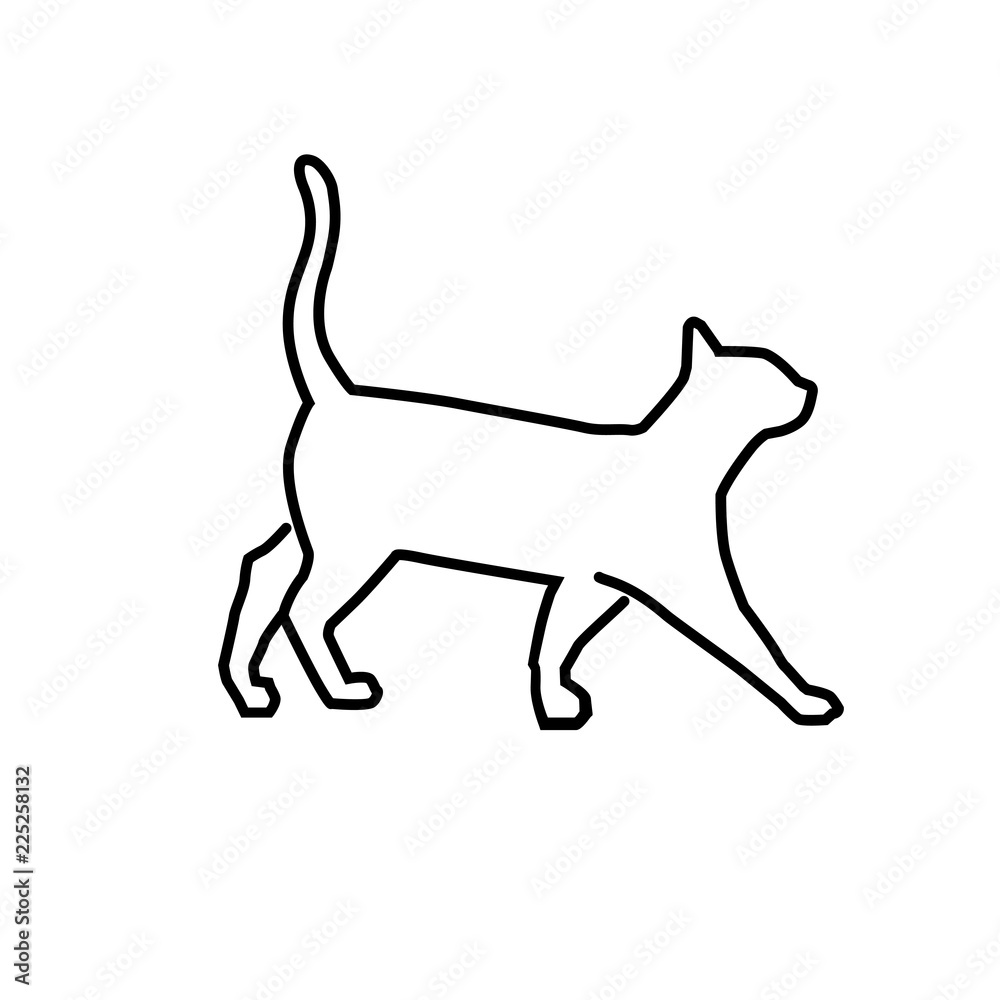 simple outline illustration cat vector, cat outline for learning drawing 