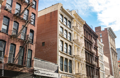 Block of historic buildings on Broadway in Soho New York City