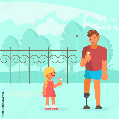 Vector illustration of man with artificial leg