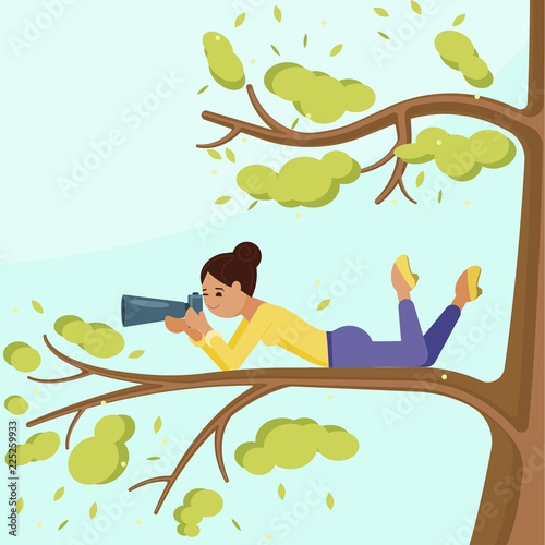 Vector flat illustration of paparazzi taking photo