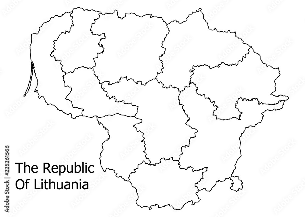 The Republic of Lithuania border on a white background circuit