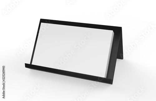 Fotografija Business card holder with blank business cards, mock up template on isolated whi