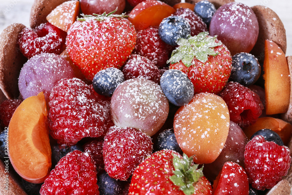 Fruits covered with powdered sugar Fruits covered with powdered sugar