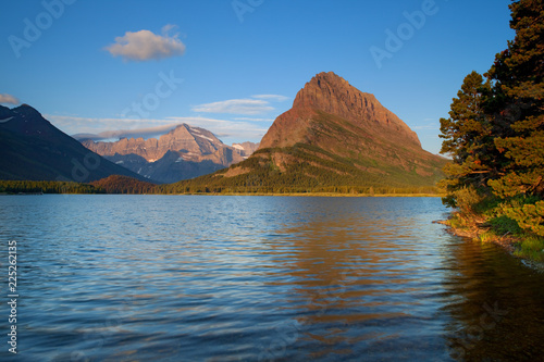 Mount Grinnell at sunrise in the Many Glaciers area of Glacier National Park, Montana, USA
