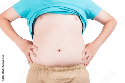 Fat boy, The size of stomach of children with overweight.