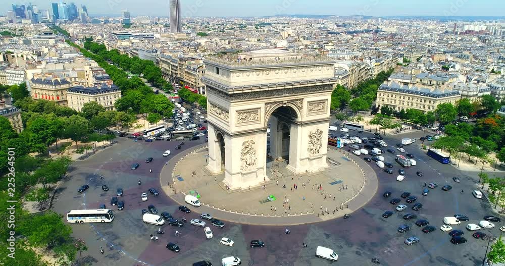 Arch of Triumph Aerial Paris France Summer