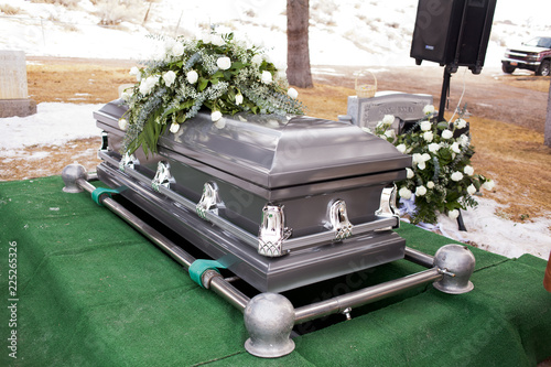 Casket with flowers