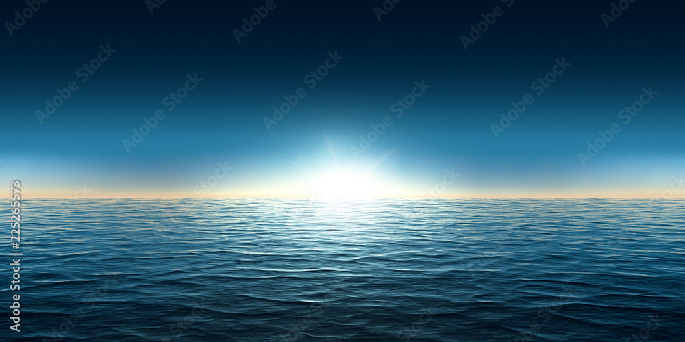 Fototapeta premium 360° Sonnenaufgang über dem Ozean
