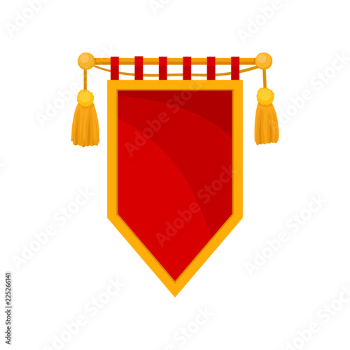 Red royal flag, heraldic symbol, monarchy attribute vector Illustration on a white background