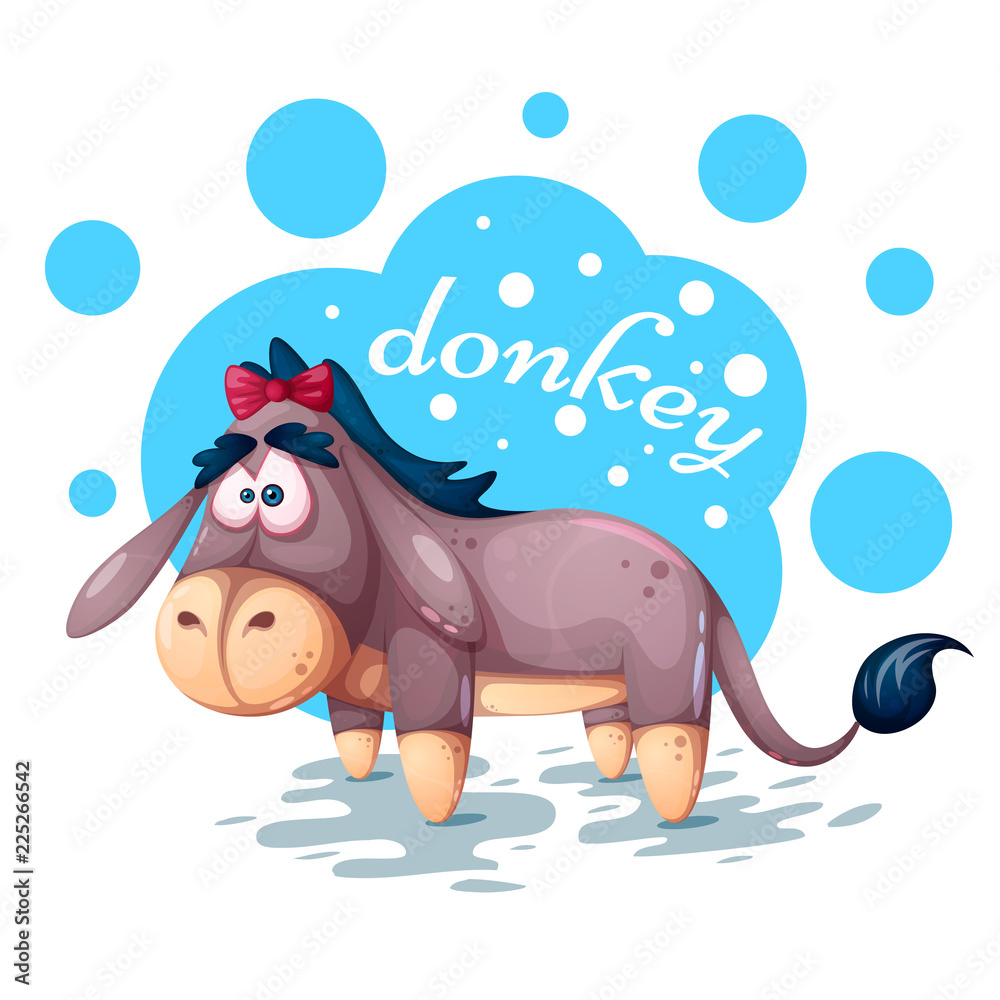Fototapeta premium Cute teddy donkey - funny illustration. Vector eps 10