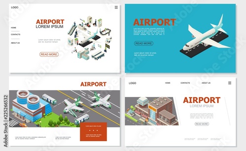 Isometric Airport Websites Collection