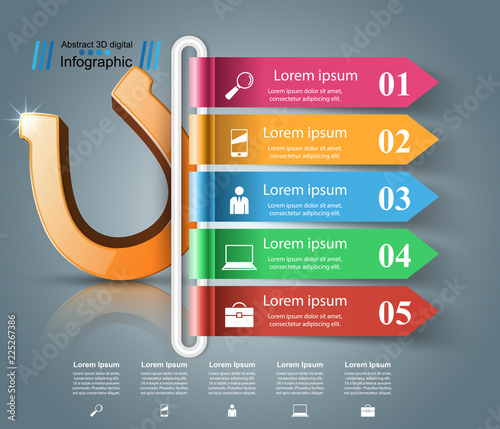 Horseshoe 3d icon - business infographic. Vector, eps 10