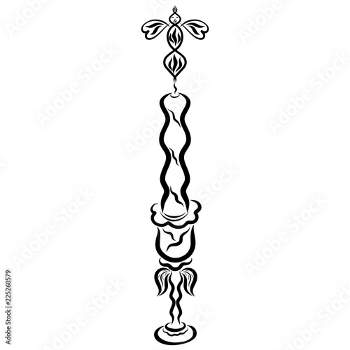 Candlestick in the shape of a flower, a candle and a bird flying from a flame