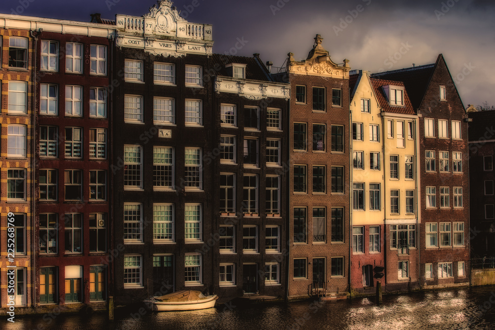 houses off Amsterdam at the evening