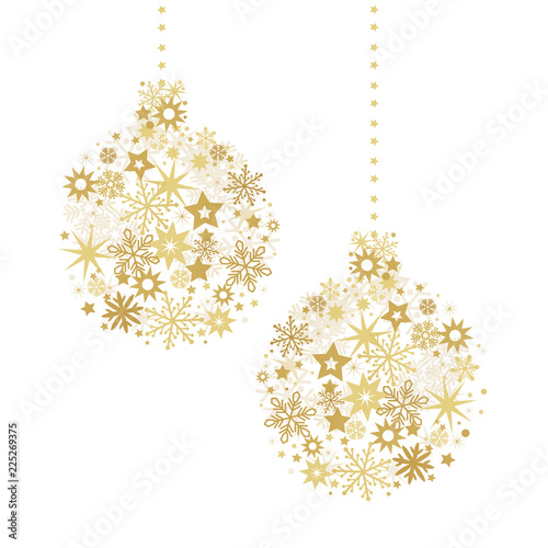 Goldene Weihnachts Christbaumkugeln zusammengesetzt aus Sternen