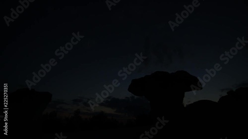 Time lapse with fixed exposition taken at sunset near the Stone Mushrooms natural fenomenon, South Bulgaria photo