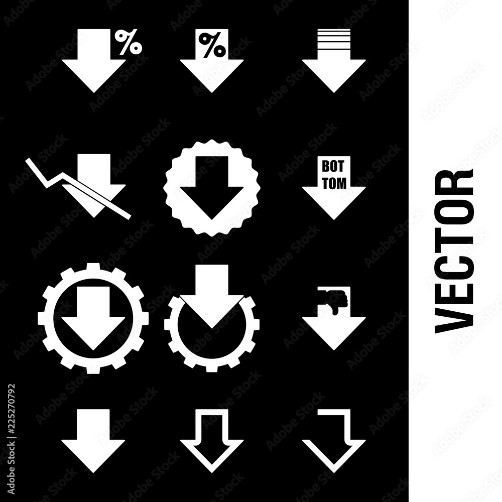 down or bottom Arrow icon set. vector icon. eps 10 down or bottom Arrow icon set. vector icon. eps 10