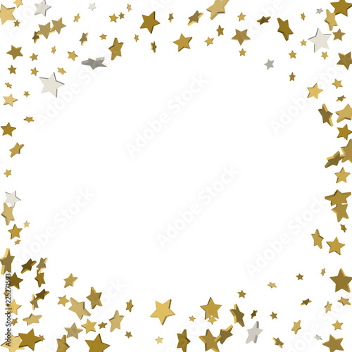 background with shiny gold stars. golden confetti frame