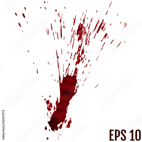 Blood splatter painted vector isolated on white for halloween design. Red dripping blood drop watercolor