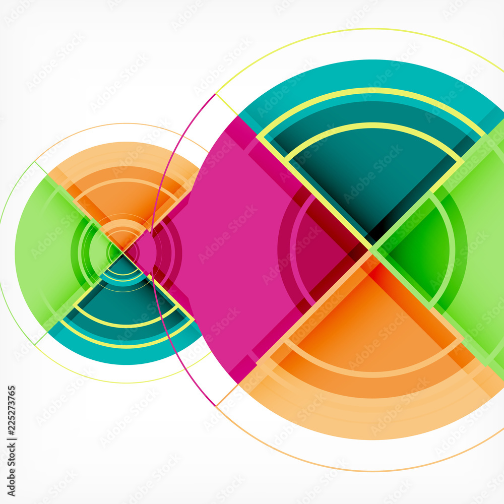 Fototapeta premium Creative circles geometric abstract background with 3d effect
