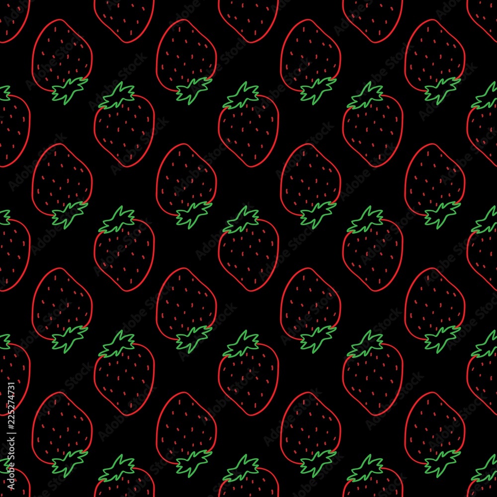 Strawberry seamless pattern in hand drawn style Strawberry seamless pattern in hand drawn style