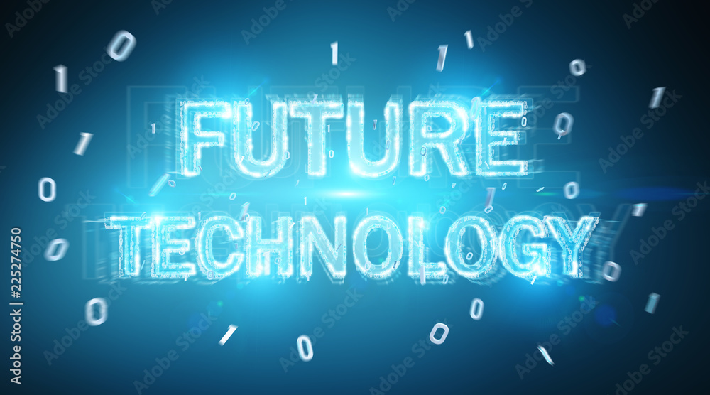 Future technology text hologram 3D rendering Future technology text hologram 3D rendering