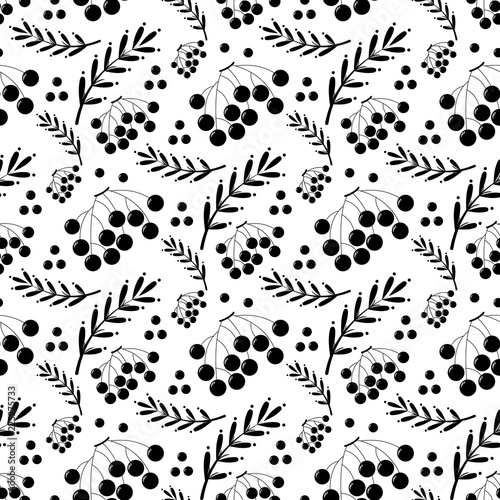 black and white autumn pattern with ashberry