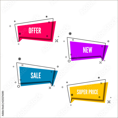 Abstract offers banner set.  Colorful bubble with promotion text. Set of geometric promo template. Vector illustration