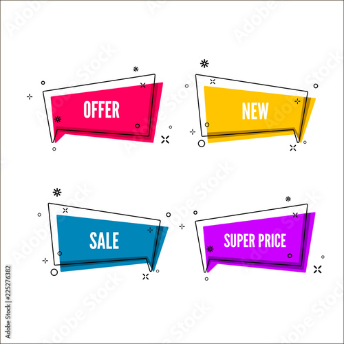 Abstract offers banner.  Colorful bubble with promotion text. Set of geometric promo template. Vector illustration