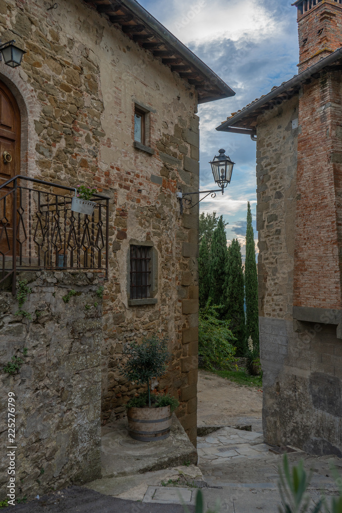 Italian street in Toscana. Volpaia, Tuscany, Italy