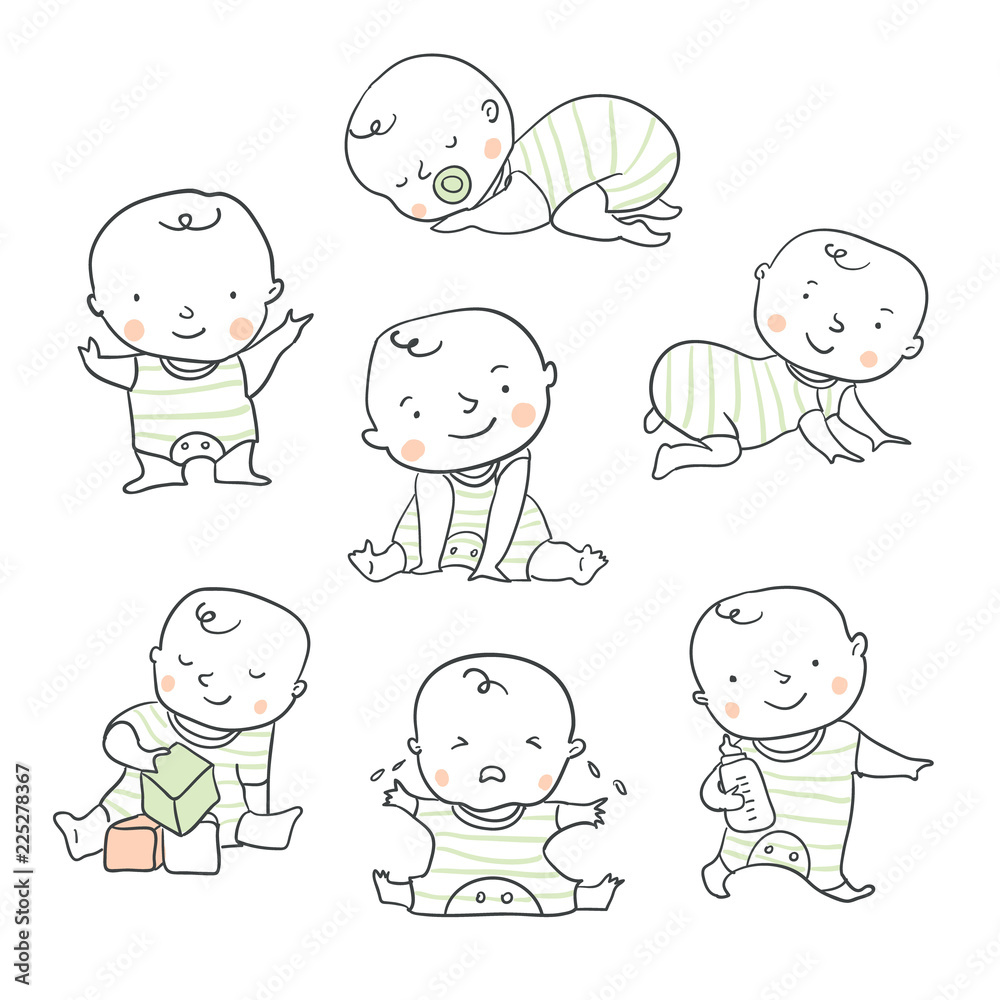 Cute baby vector illustration for baby shower Cute baby vector illustration for baby shower