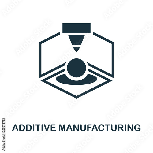 Additive Manufacturing icon. Monochrome style design from industry 4.0 icon collection. UI and UX. Pixel perfect additive manufacturing icon. For web design, apps, software, print usage.