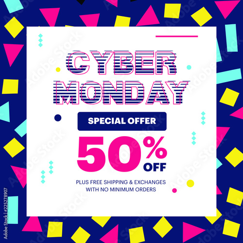Cyber Monday sale poster design template vector illustration
