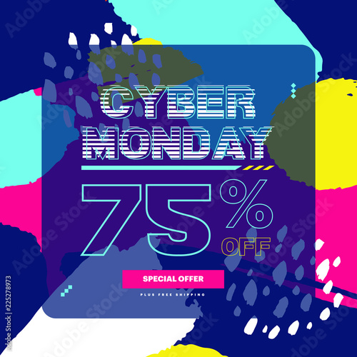 Cyber Monday sale poster design template vector illustration