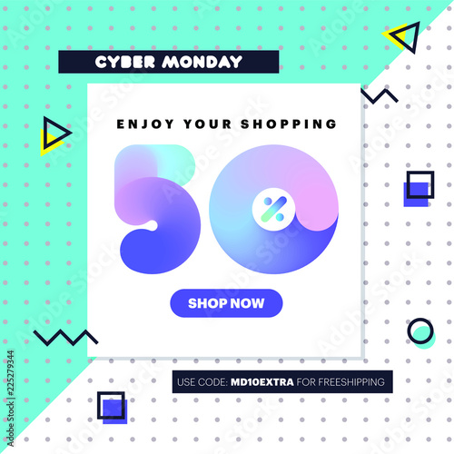 Cyber Monday sale poster design template vector illustration