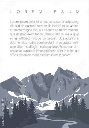 Beautiful mountain landscape with space for text. The Vignemale summit. Highest ridge of the French Pyrenees. Magazine page template.