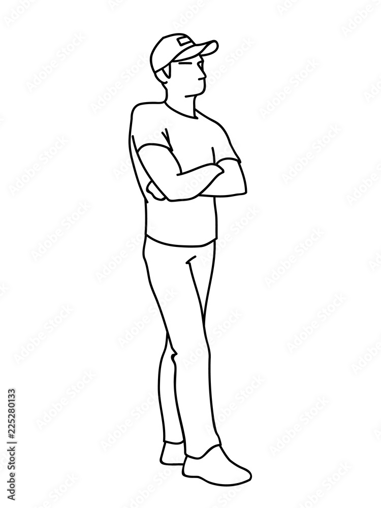 Standing Man Vector Line Drawing Stock Photo Picture And Royalty Free  Image Image 121438747