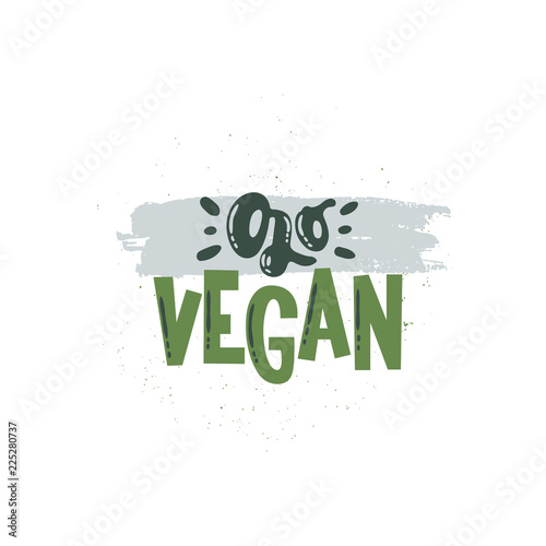 Vector hand drawn illustration. Lettering Go vegan. Idea for poster, postcard.