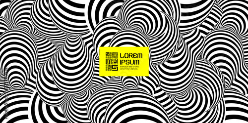 Pattern with optical illusion. Black and white design. Abstract striped background. Vector illustration.