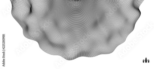 Abstract science or technology background. Network illustration with particle. 3D grid surface.