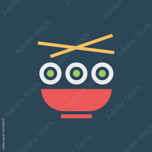 Silhouette icon sushi in plate