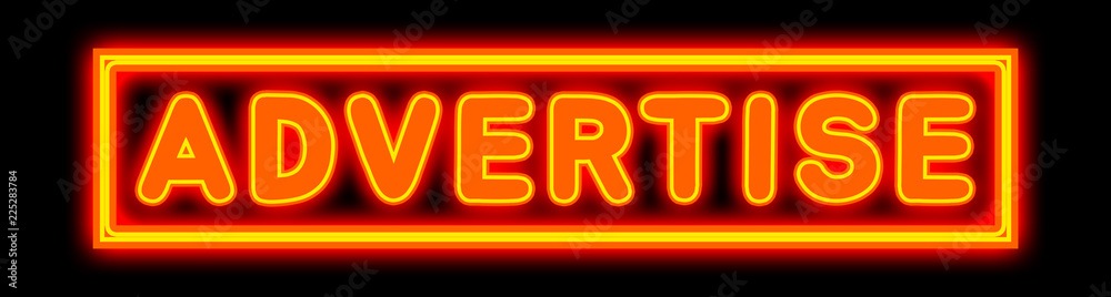 Advertise - glowing text on black background Advertise - glowing text on black background