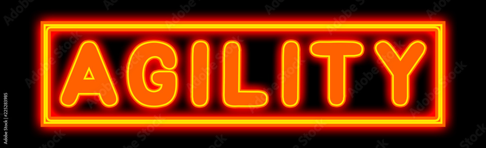 Agility - glowing text on black background Agility - glowing text on black background