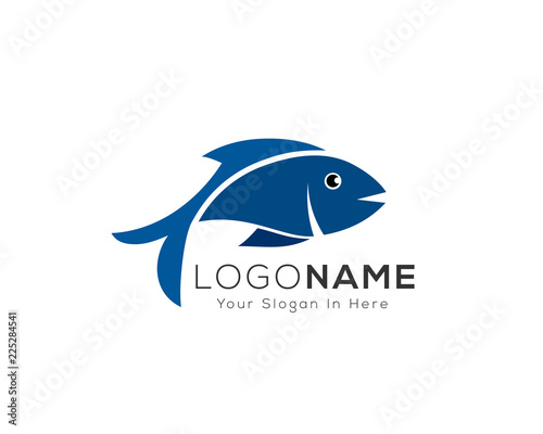 simple fish art logo, blue fish logo