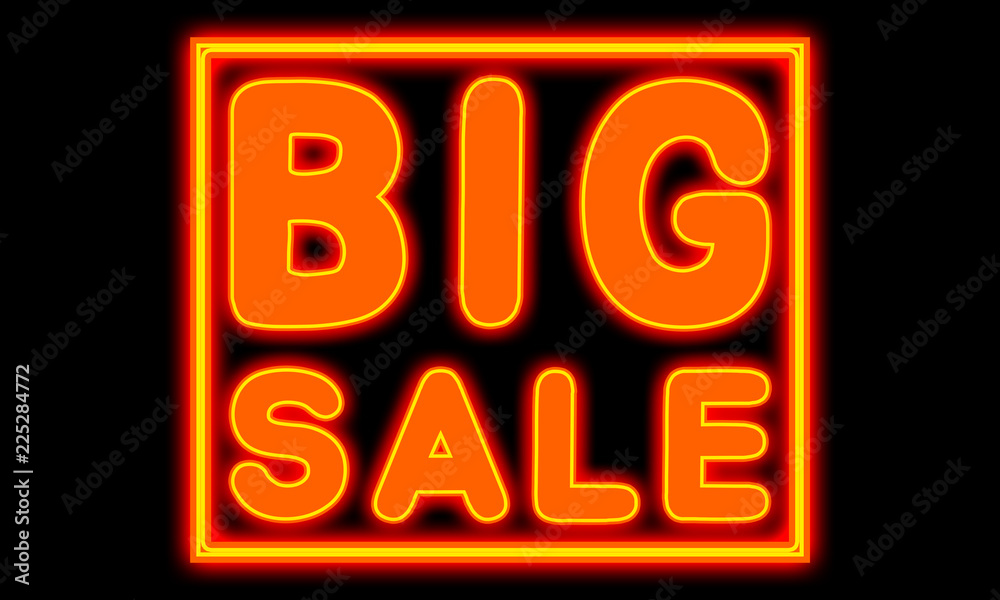 Big Sale - glowing text on black background Big Sale - glowing text on black background