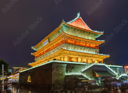 Xian  China - May 19  2018  Drum tower in old town
