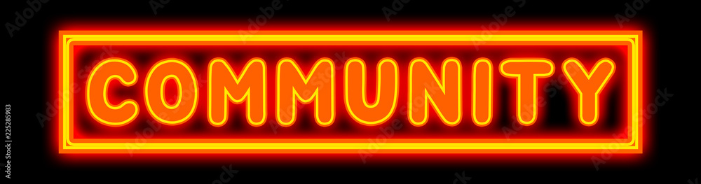 Community - glowing text on black background Community - glowing text on black background