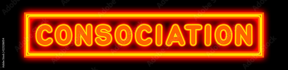 Consociation - glowing text on black background Consociation - glowing text on black background