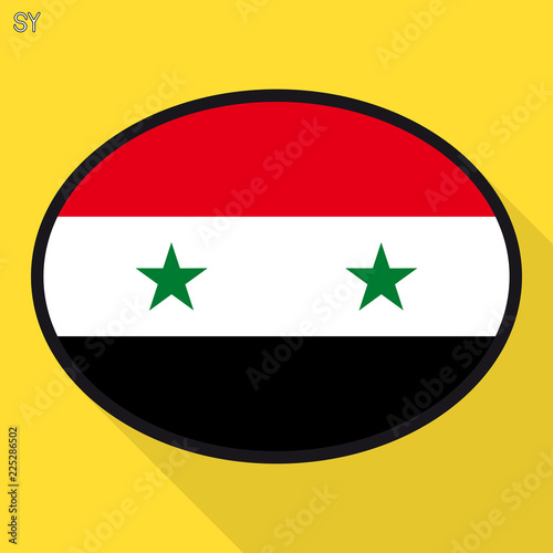 Syria flag speech bubble, social media communication sign, flat business oval icon.